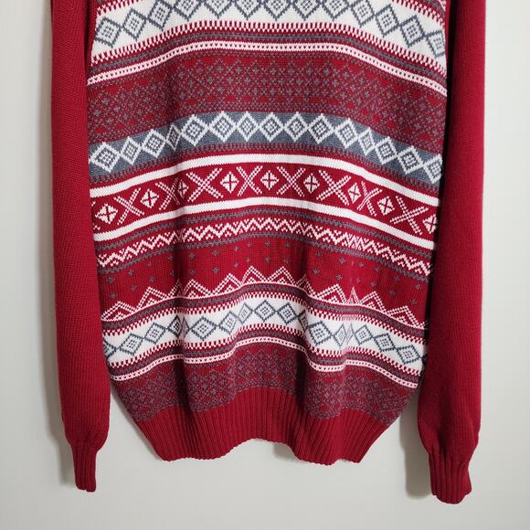 Dockers red fair Isle pattern winter cozy crew neck knit sweater men's size XL - Picture 6 of 10